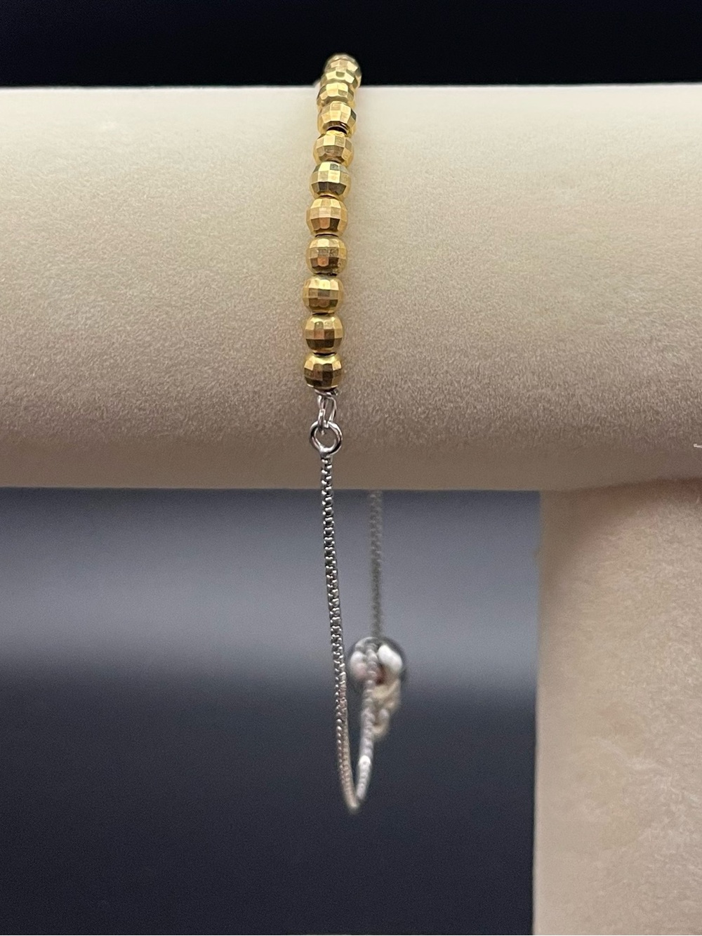 NWOT Two-Tone 925 Sterling Silver Gold Beaded Bolo Adjustable Bracelet